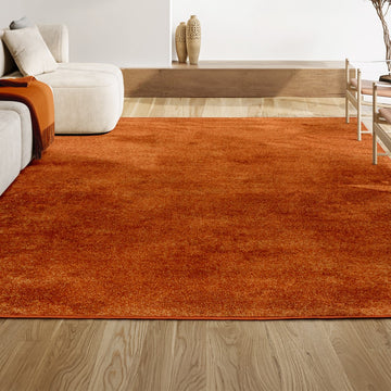 Haze Solid Low-pile Area Rug Orange
